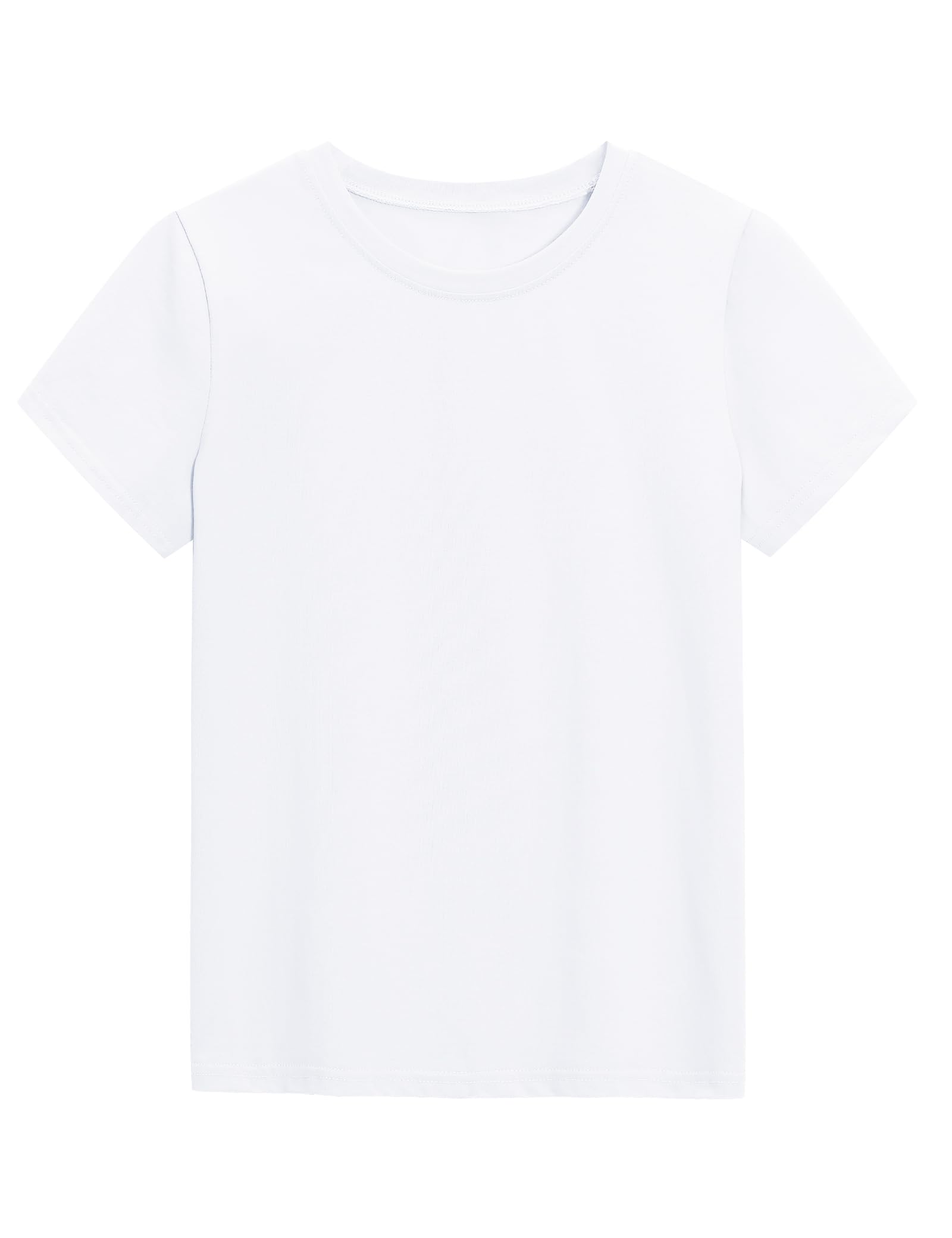 KEREDA Girls Shirts Short Sleeve Soft Cotton T-Shirts Plain Tees Tops Clothes for Kids