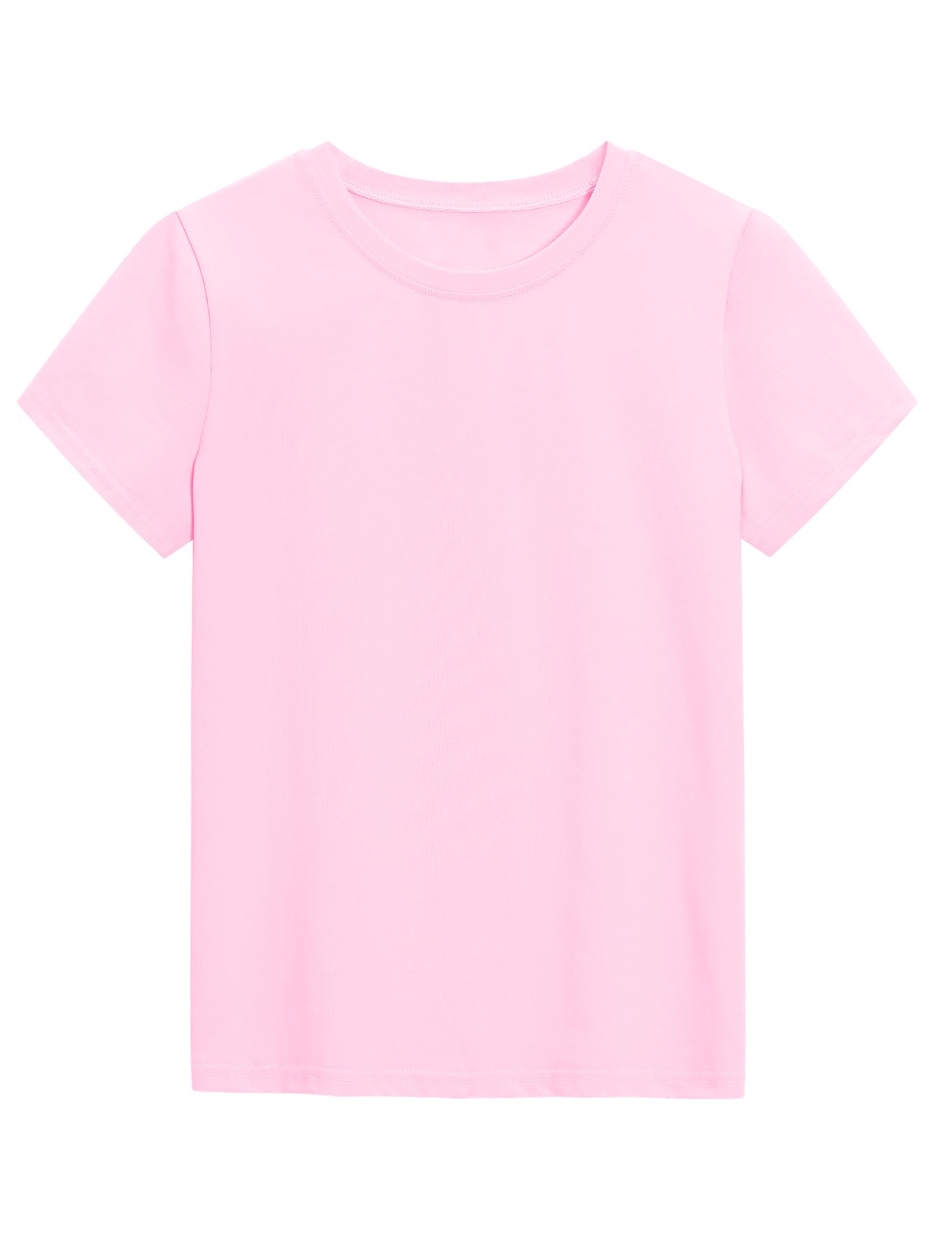 KEREDA Girls Shirts Short Sleeve Soft Cotton T-Shirts Plain Tees Tops Clothes for Kids