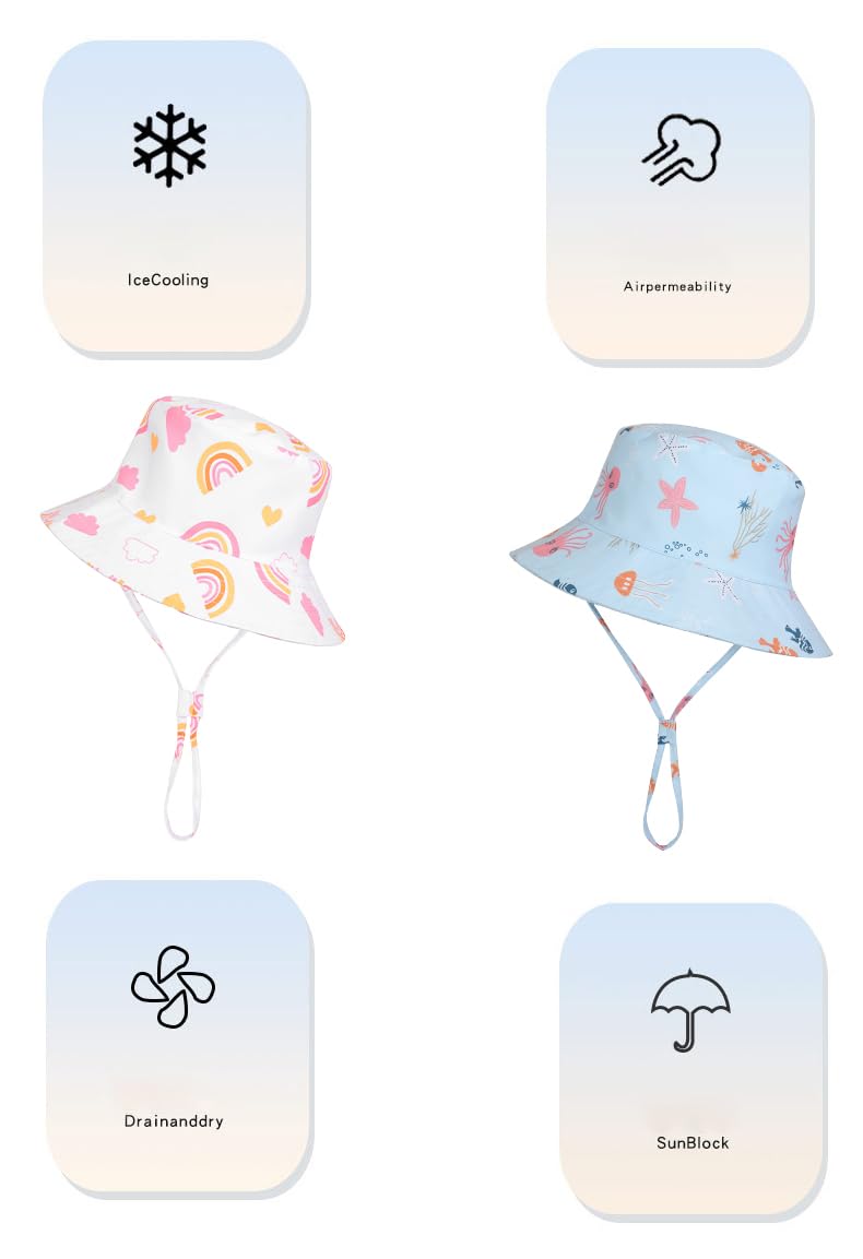 Baby Girl Sun Hat Toddler Summer Bucket Hats UPF 50+ Hat for Infant Girl Beach Hat with Wide Brim 0-6T