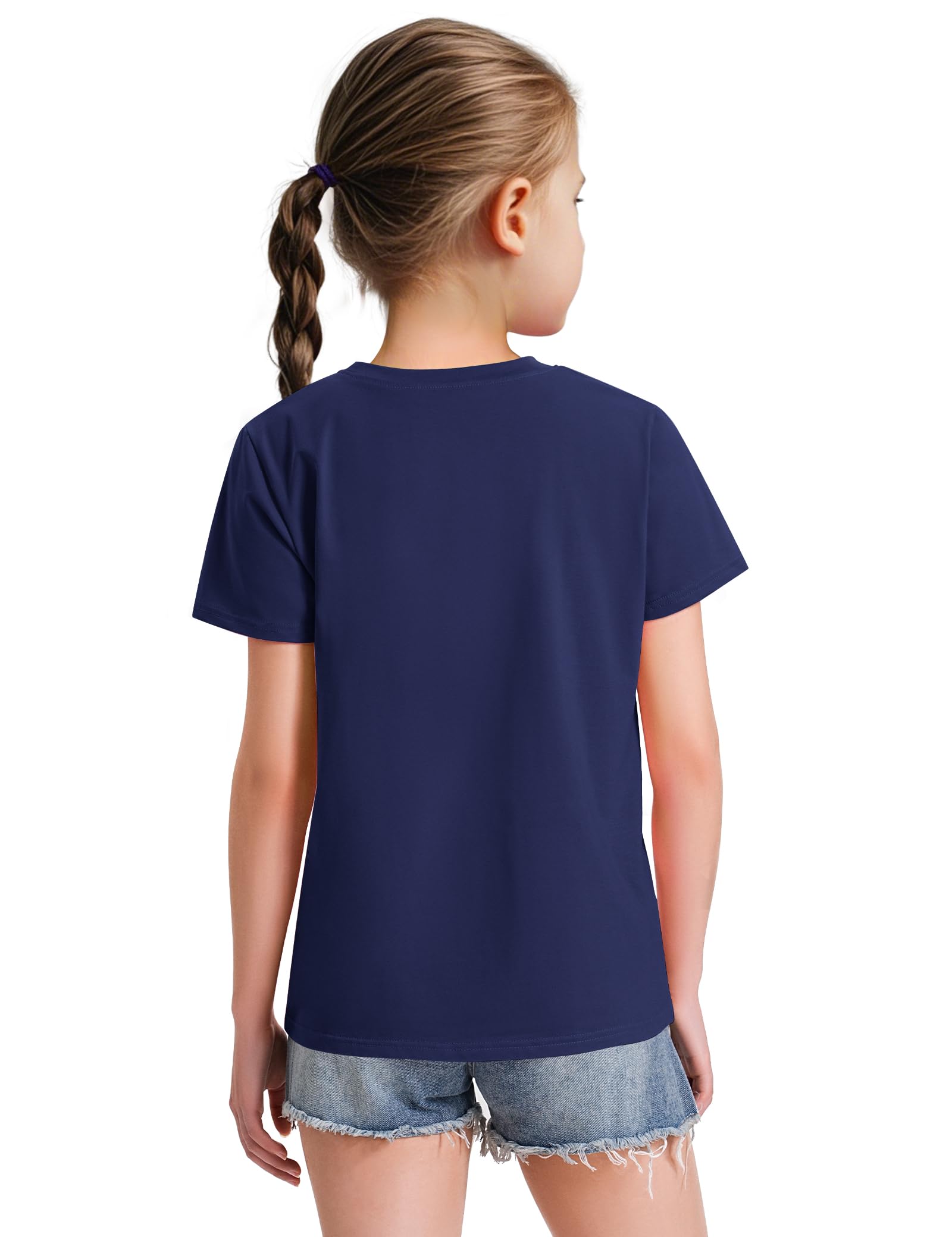KEREDA Girls Shirts Short Sleeve Soft Cotton T-Shirts Plain Tees Tops Clothes for Kids