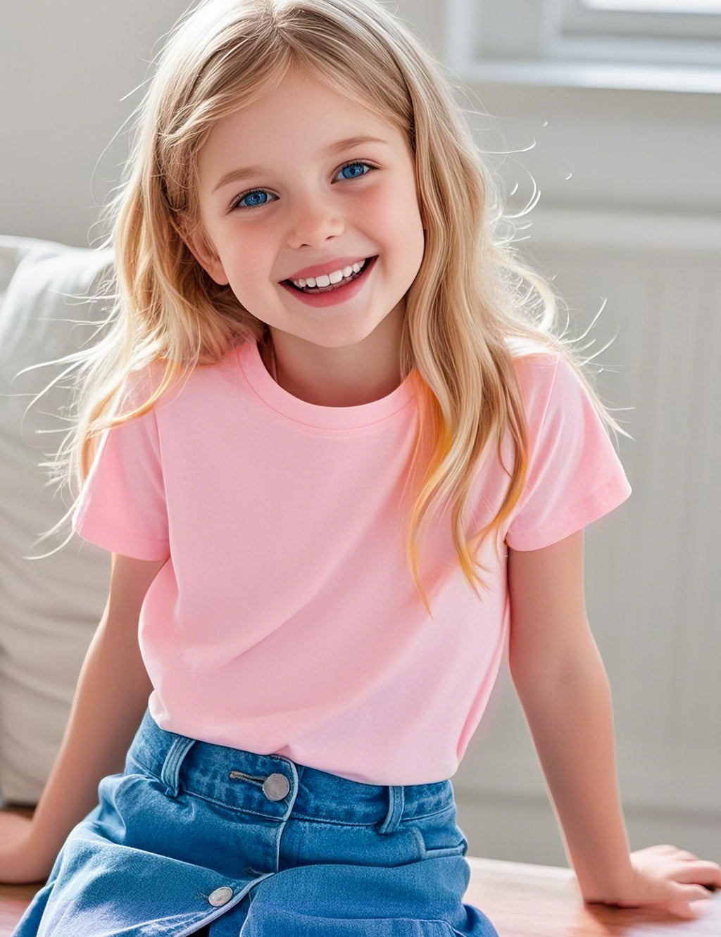 KEREDA Girls Shirts Short Sleeve Soft Cotton T-Shirts Plain Tees Tops Clothes for Kids