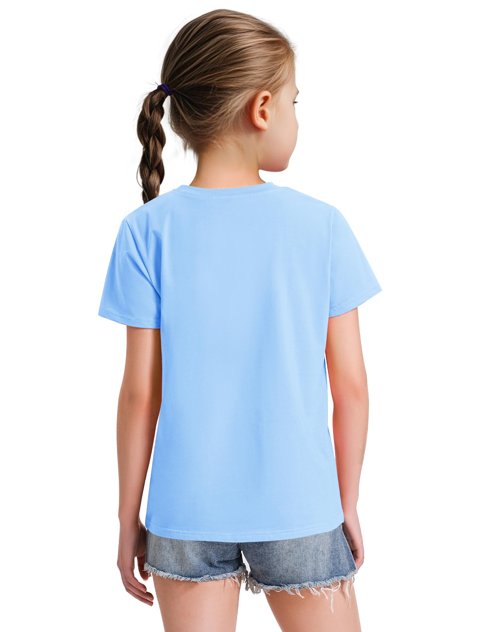 KEREDA Girls Shirts Short Sleeve Soft Cotton T-Shirts Plain Tees Tops Clothes for Kids