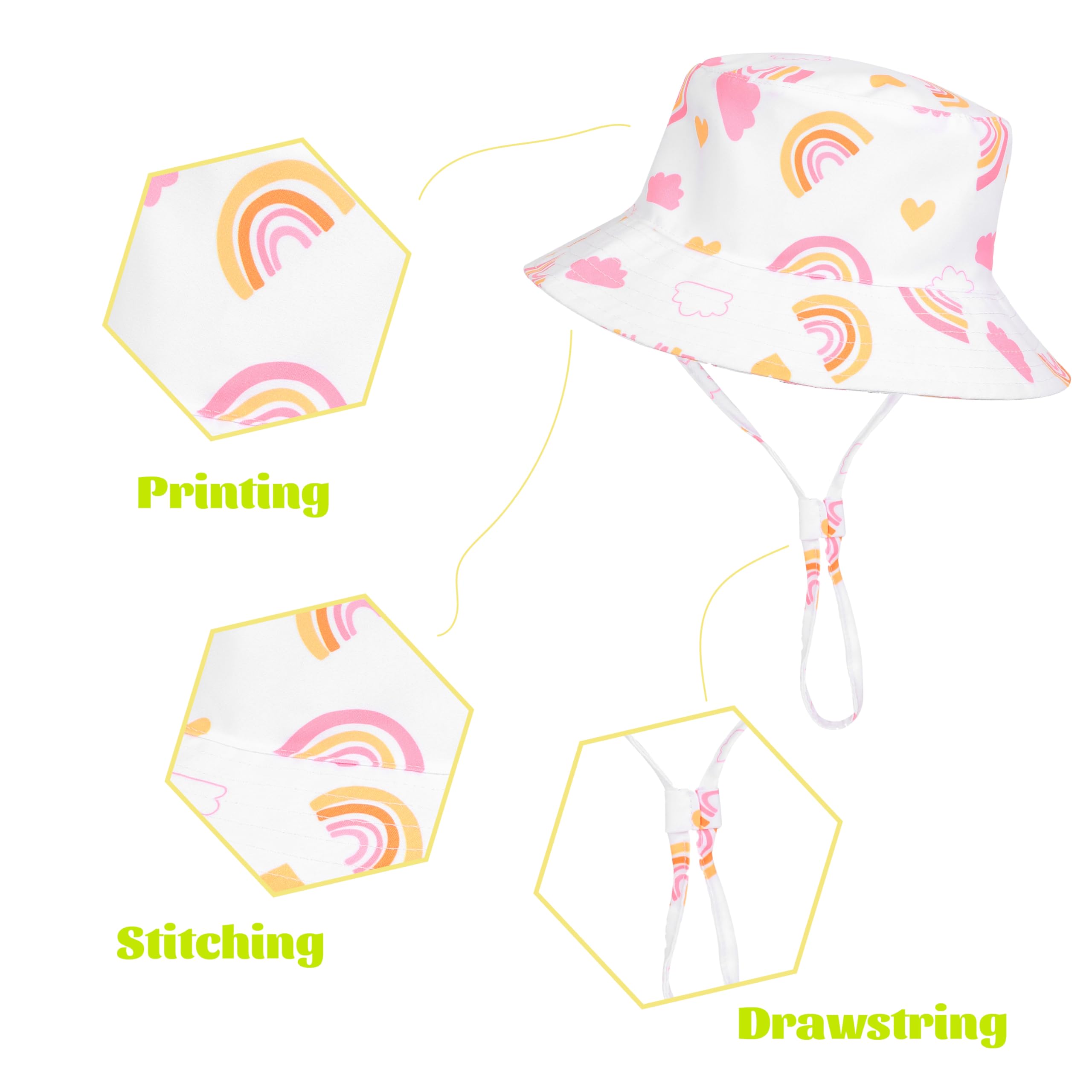 Baby Girl Sun Hat Toddler Summer Bucket Hats UPF 50+ Hat for Infant Girl Beach Hat with Wide Brim 0-6T