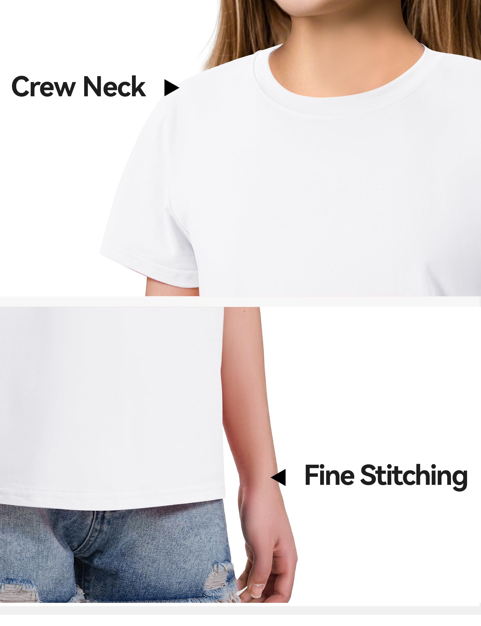 KEREDA Girls Shirts Short Sleeve Soft Cotton T-Shirts Plain Tees Tops Clothes for Kids
